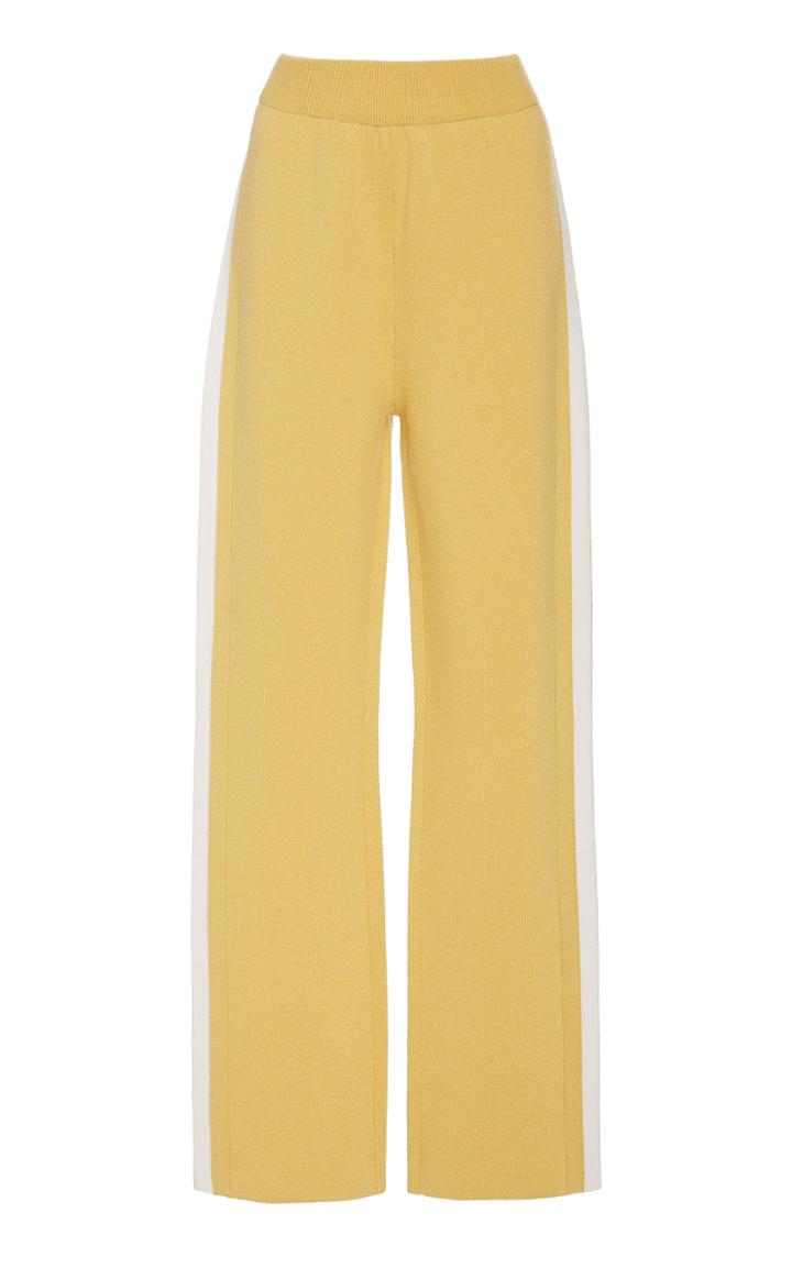 Sally Lapointe Striped Merino-blend Straight-leg Pants