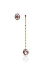 Yvonne Leon 18k Gold Tsavorite And Amethyst Earrings