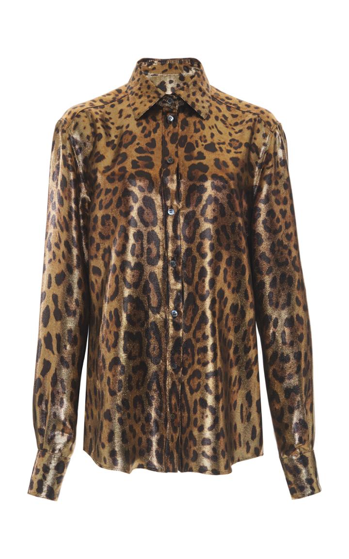 Dolce & Gabbana Metallic Leopard Button-up Shirt