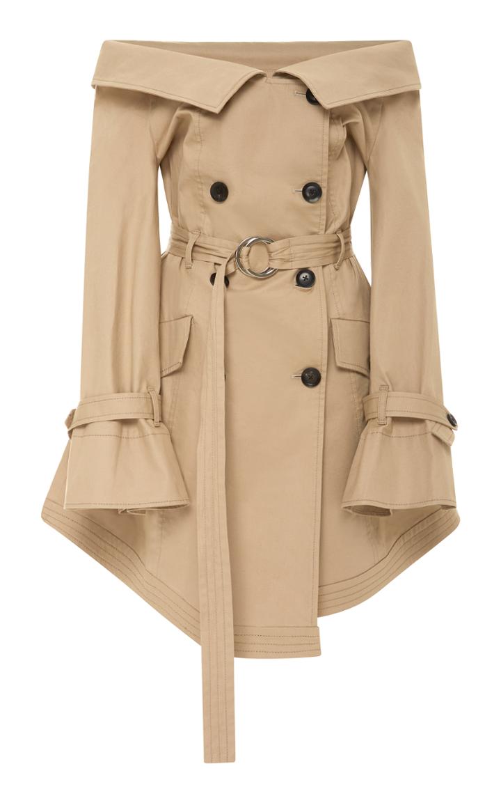 Marissa Webb Ellen Off The Shoulder Cotton Blend Trench Coat