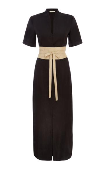 Usisi Sister Tosca Belted Linen-blend Dress