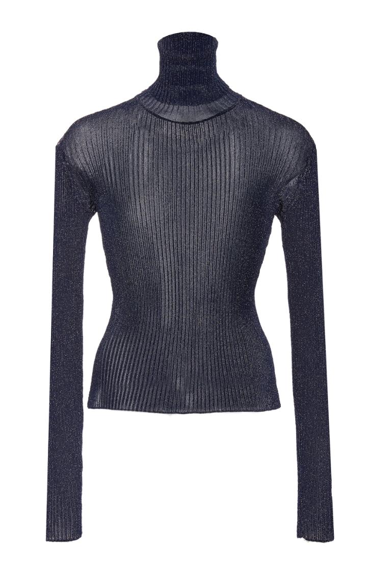 Altuzarra Bryan Metallic Rib Knit Turtleneck