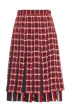 Thom Browne Check Tweed Pleated Skirt