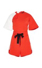 David Koma Keyhole Cutout Contrast Playsuit