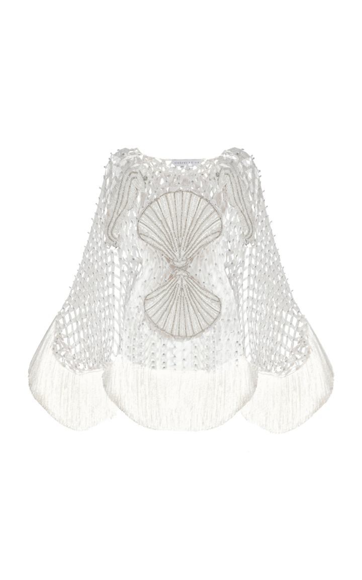Moda Operandi Raisa Vanessa Long Sleeved Mesh Top With Shell Embroidery