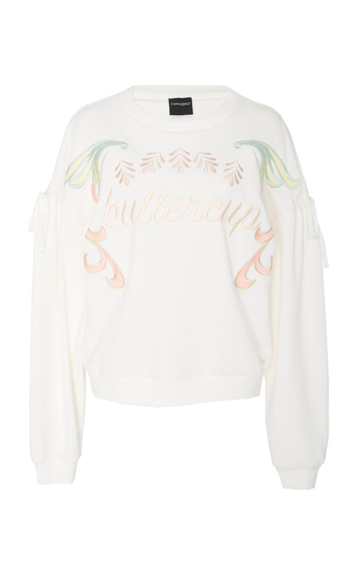 Cynthia Rowley Bedford Embroidered Tie Sleeve Sweatshirt