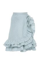 Luisa Beccaria Striped Cotton Linen Blend Wrap Skirt