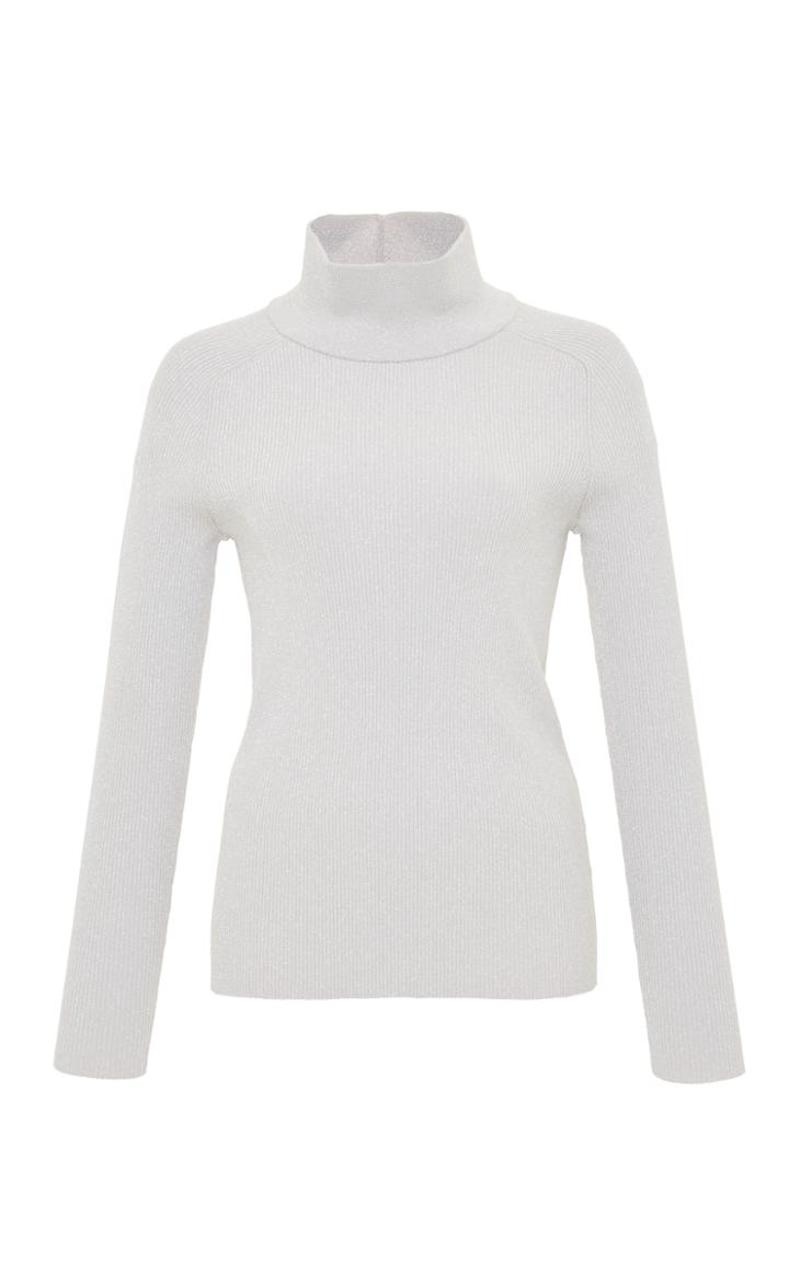 Carven Metallic Mock Neck Sweater