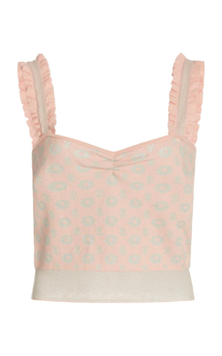 Loveshackfancy Chia Ruffled Floral Cotton-blend Crop Top