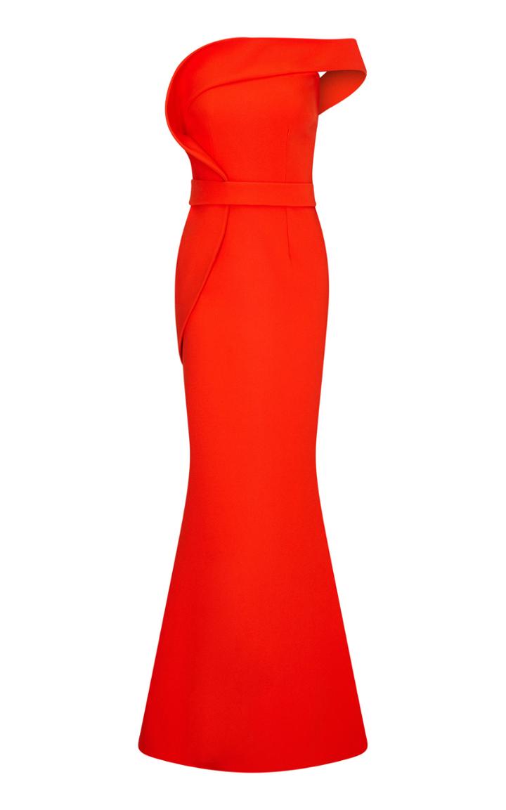 Safiyaa Reverie One-sleeve Crepe Gown