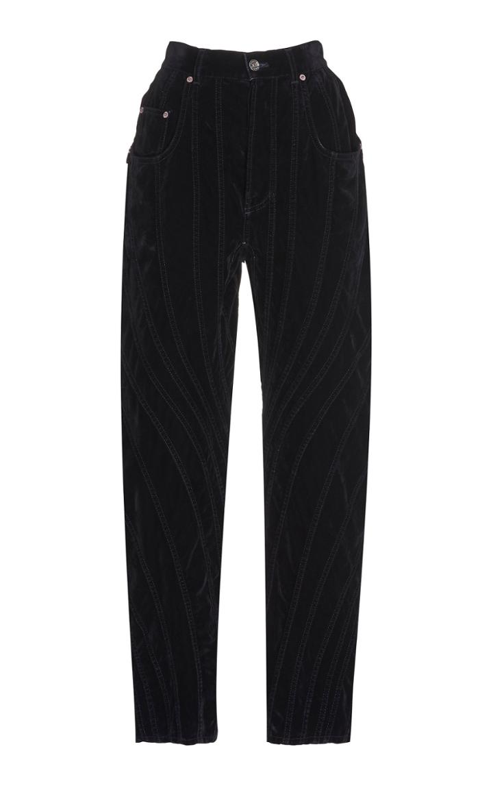 Mugler High-rise Velvet Straight-leg Pants