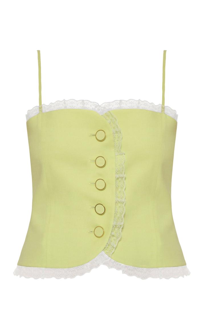 Moda Operandi George Keburia Frill-embellished Linen Top Size: Xs