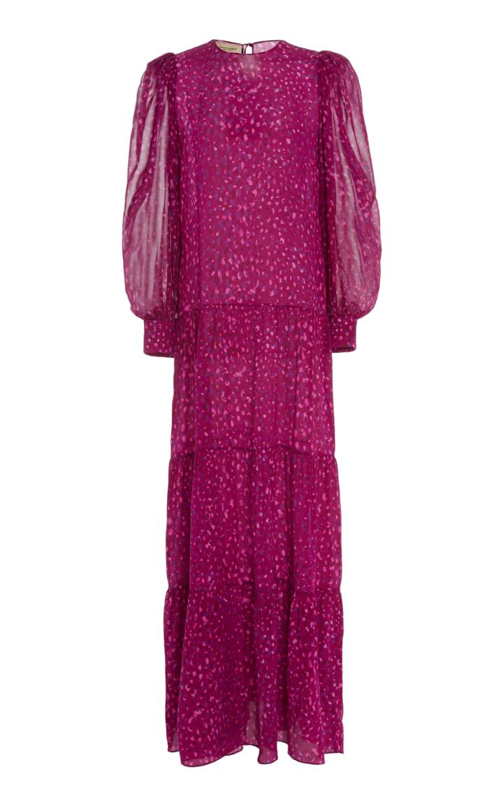 Adriana Degreas Tiered Silk Maxi Dress