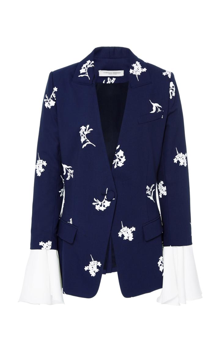 Carolina Herrera Floral Printed Bell Cuff Jacket