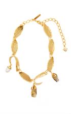 Moda Operandi Oscar De La Renta Molten Leaf & Quartz Crystal Necklace