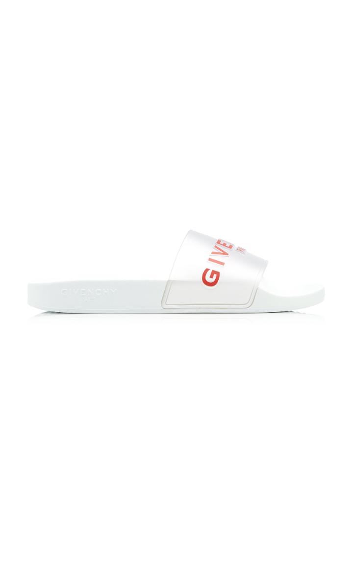 Givenchy Logo-stamped Pvc-trimmed Leather Slides