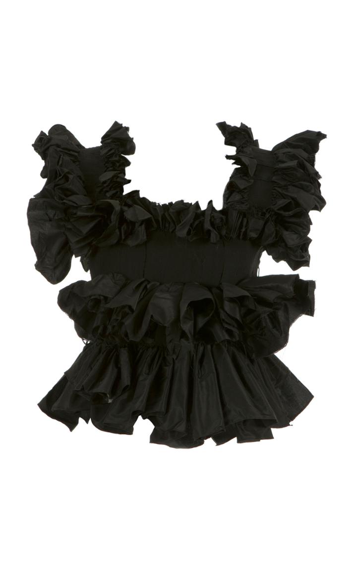 Moda Operandi Caroline Hu Ruffled Taffeta Bodice Top