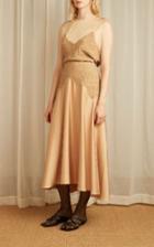 Moda Operandi Vince Lace-appliqued Satin Midi Skirt