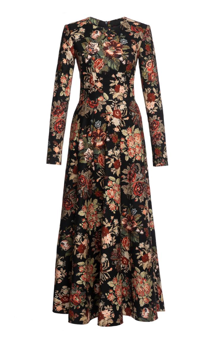Moda Operandi Lena Hoschek Aida Floral Jacquard Midi Dress