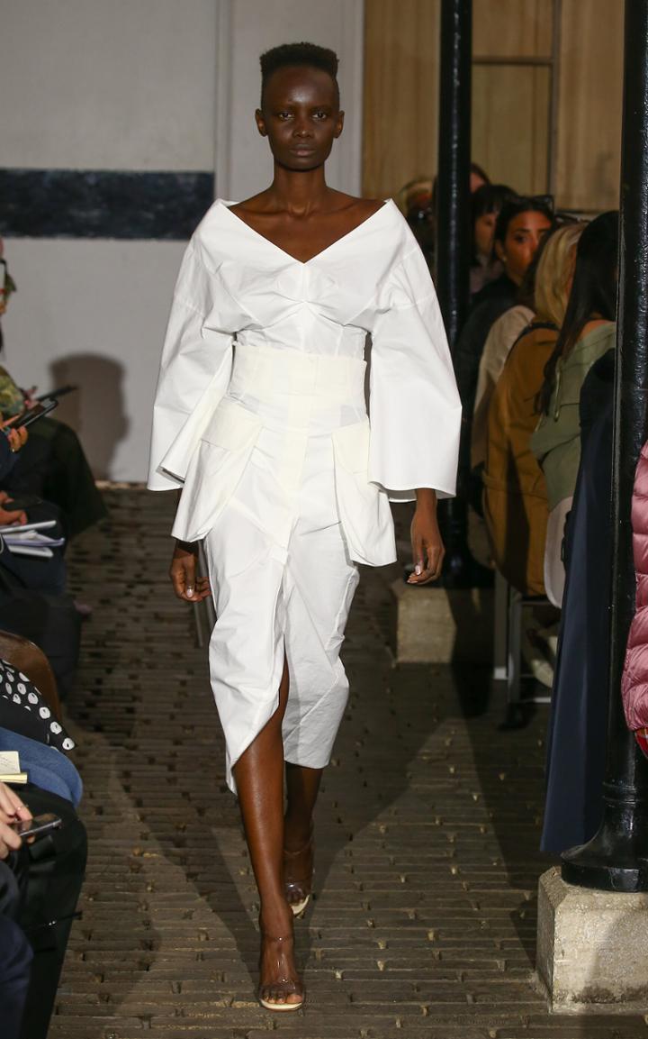 A.w.a.k.e. Nurse Cotton-blend Slit Midi Skirt