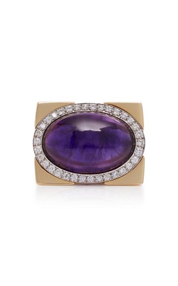 Jill Heller Vintage 18k Gold Amethyst And Diamond Ring