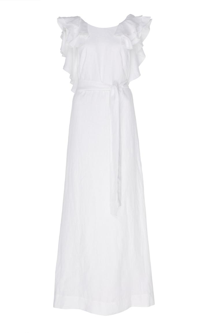 Kalita Eros Ruffled Linen Maxi Dress Size: Xs