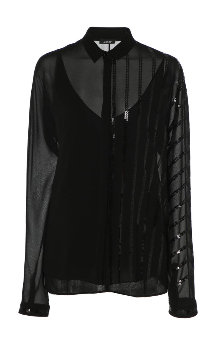 Akris Sequined-embellished Silk-georgette Blouse
