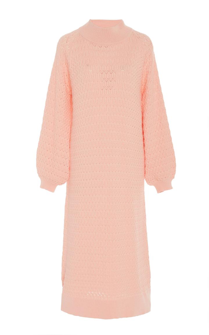 I Love Mr. Mittens Balloon-sleeve Knit Cotton Midi Dress