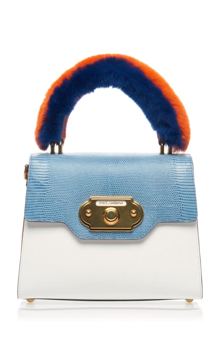 Dolce & Gabbana Multicolor Leather Reptile And Fur Bag