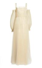Moda Operandi Luisa Beccaria Pleated Tulle Cold-shoulder Dress