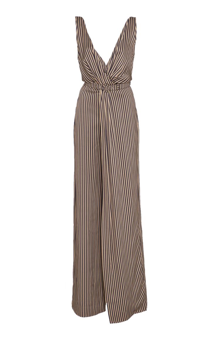 Jonathan Simkhai Stripe Twist V Neck Jumpsuit