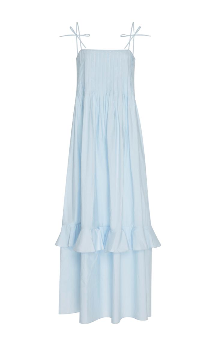 Three Graces London Nedda Pleated Cotton Maxi Dress