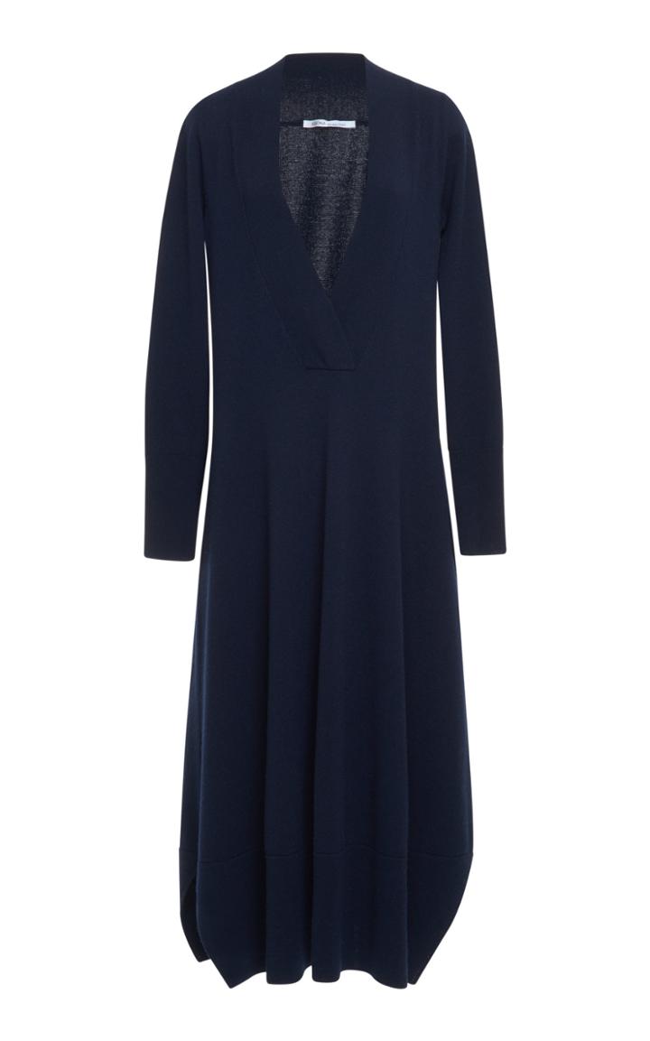 Agnona Cashmere Jersey Stitch V Neck Dress