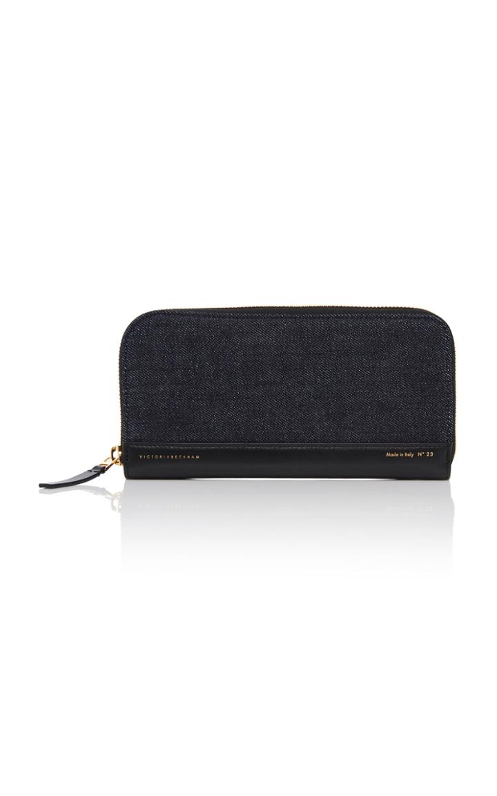 Victoria Beckham Leather-trimmed Denim Wallet