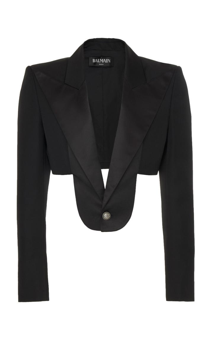 Balmain Short Jacket With Large Satin Plastron
