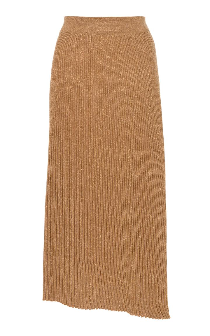 Marni Metallic Ribbed Wool-blend Midi Skirt