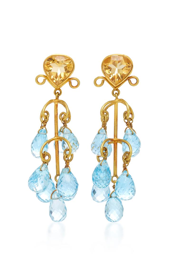 Amrapali One-of-a-kind Citrine And Blue Topaz Drop Earrings