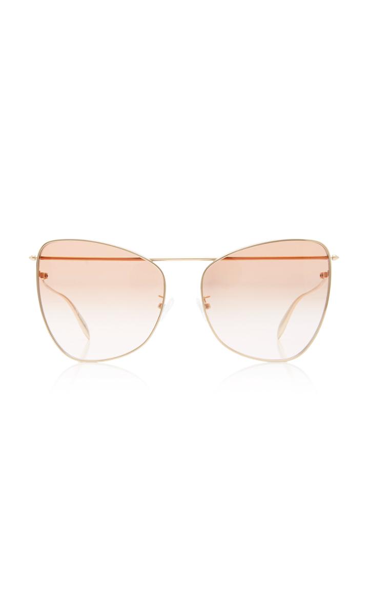 Alexander Mcqueen Skull Oversized Square-frame Gold-tone Sunglasses