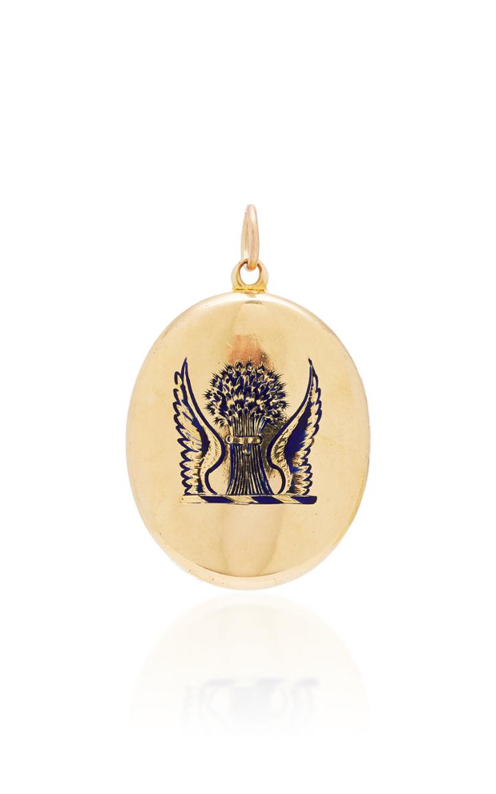 Vela Antique 14k Gold Glass And Enamel Locket