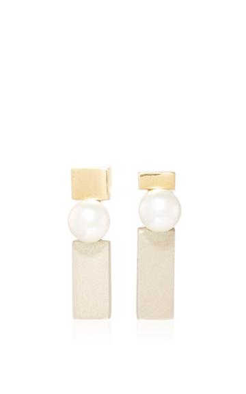 Paola Van Der Hulst Asymmetrical Gold And Pearl Stud Earrings