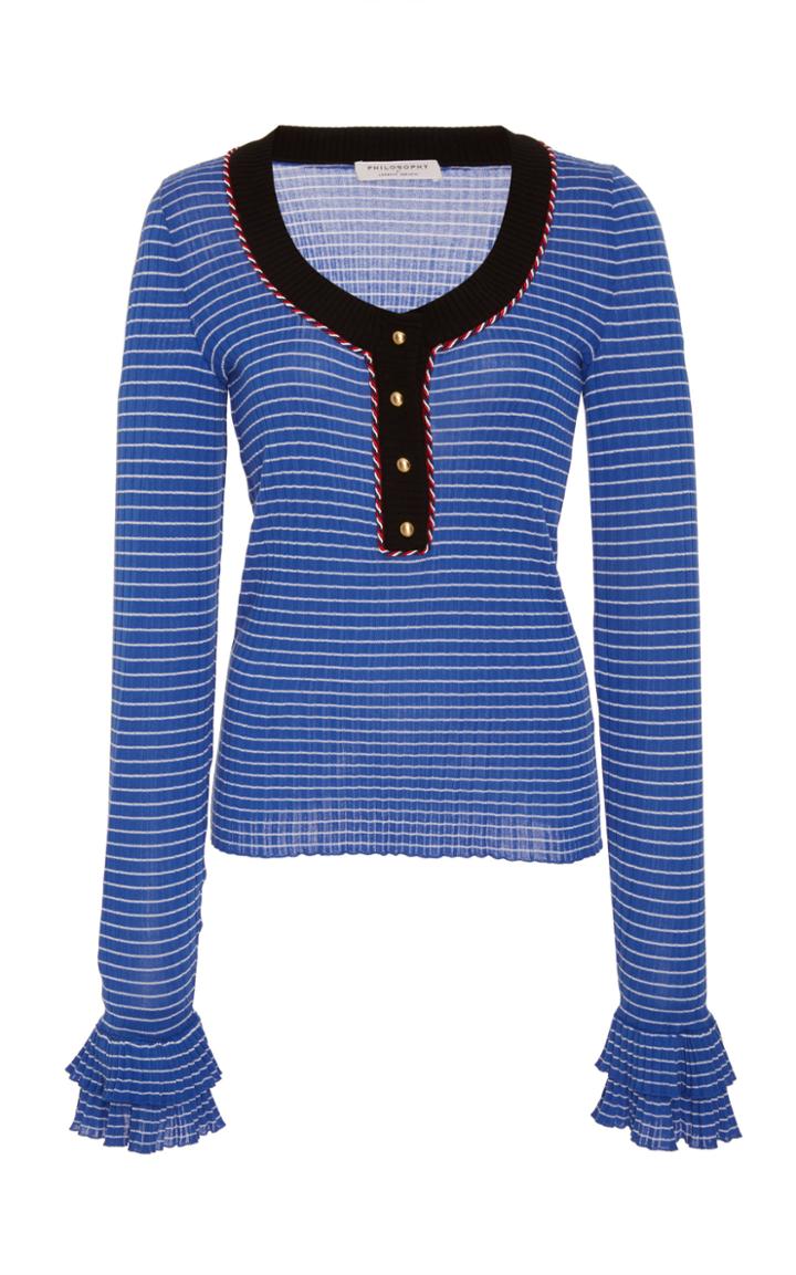 Philosophy Di Lorenzo Serafini Striped Ruffle Top