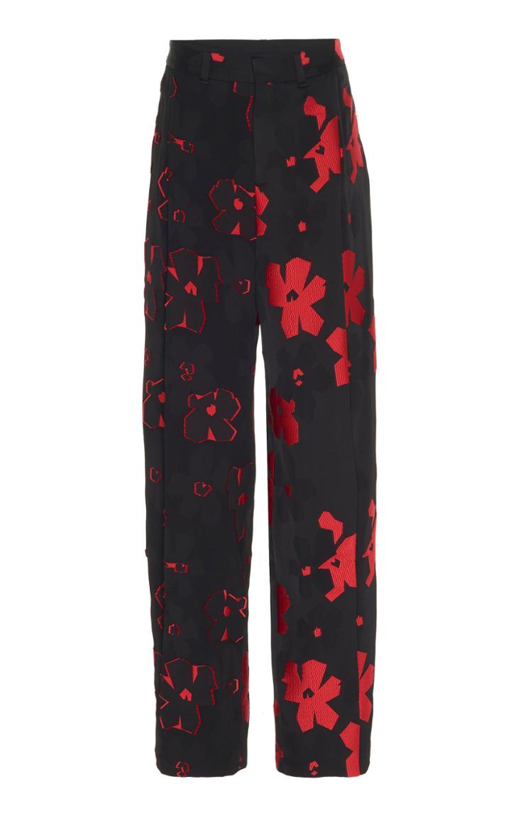 Roland Mouret Gibson Floral Satin Jacquard Wide-leg Pants