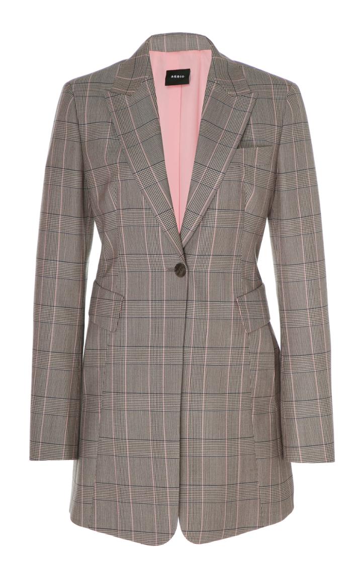 Akris Plaid Single-breasted Wool Blazer