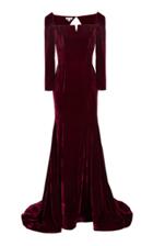 Bazza Alzouman Long Sleeve Velvet Gown With Built In Bustier