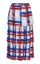 Stella Jean Pleated Tiered Printed Crepe Midi Skirt