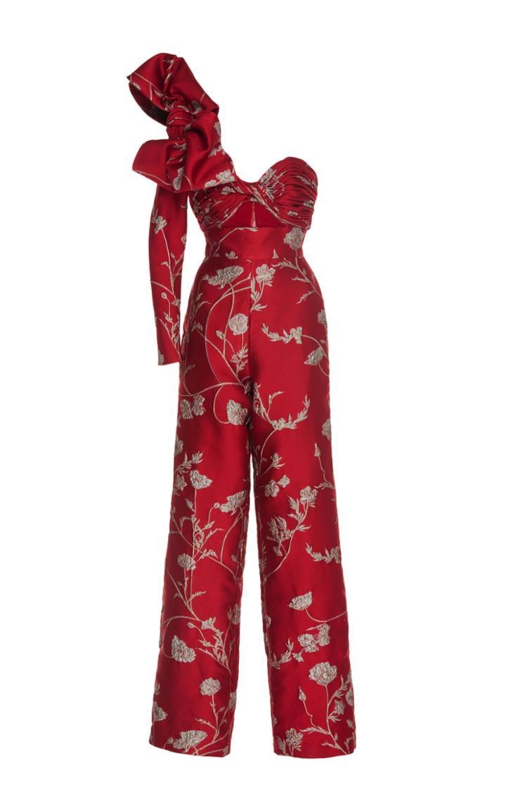 Johanna Ortiz Jagger One Shoulder Jacquard Jumpsuit