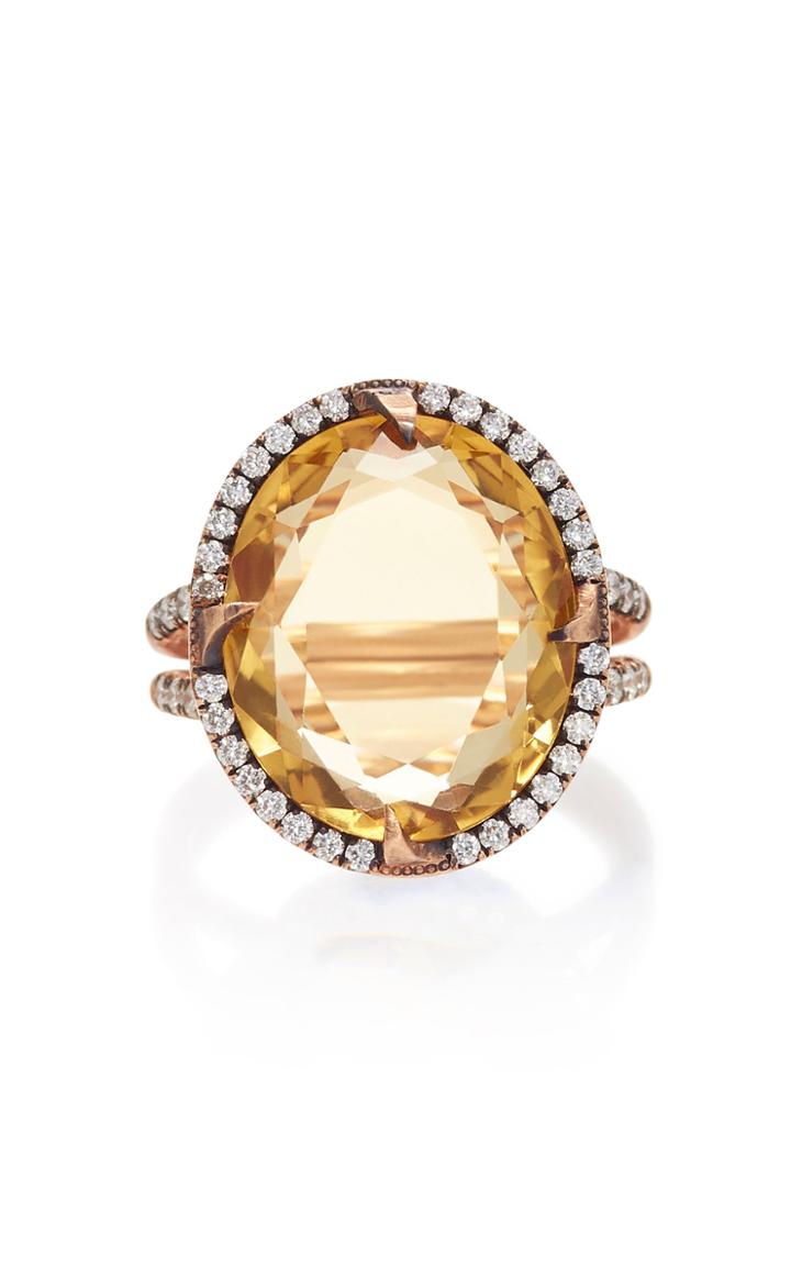 Sylva & Cie 14k Rose Gold Citrine And Diamond Ring