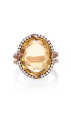 Sylva & Cie 14k Rose Gold Citrine And Diamond Ring