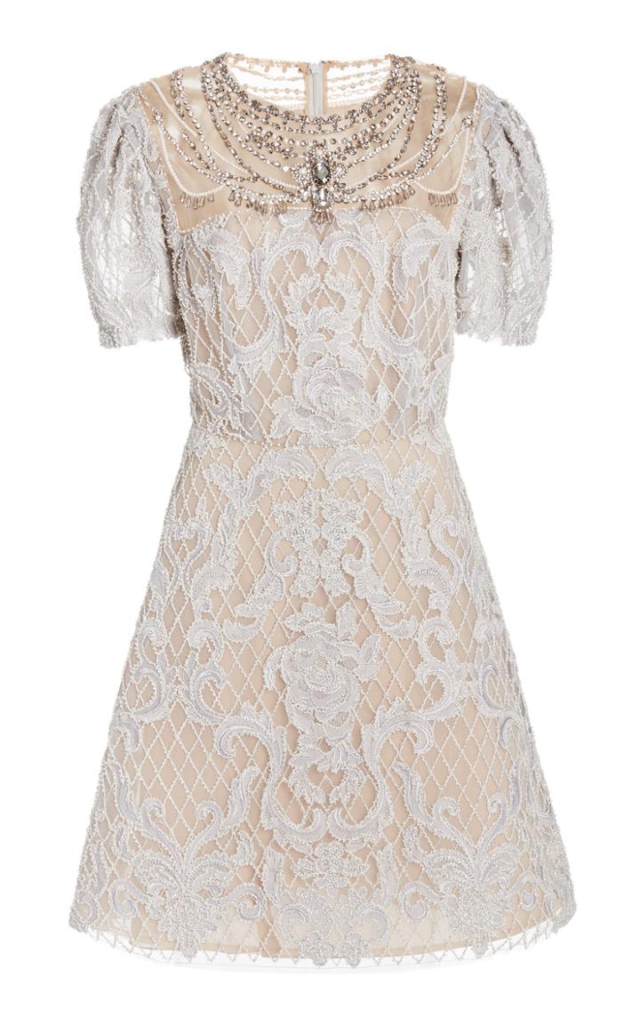 Moda Operandi Marchesa Embroidered Lace Mini Dress