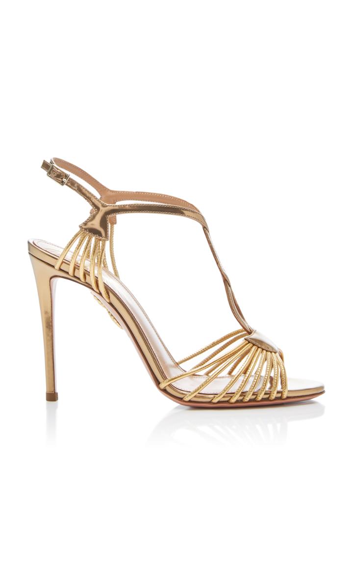 Aquazzura Josephine Metallic Leather Sandals